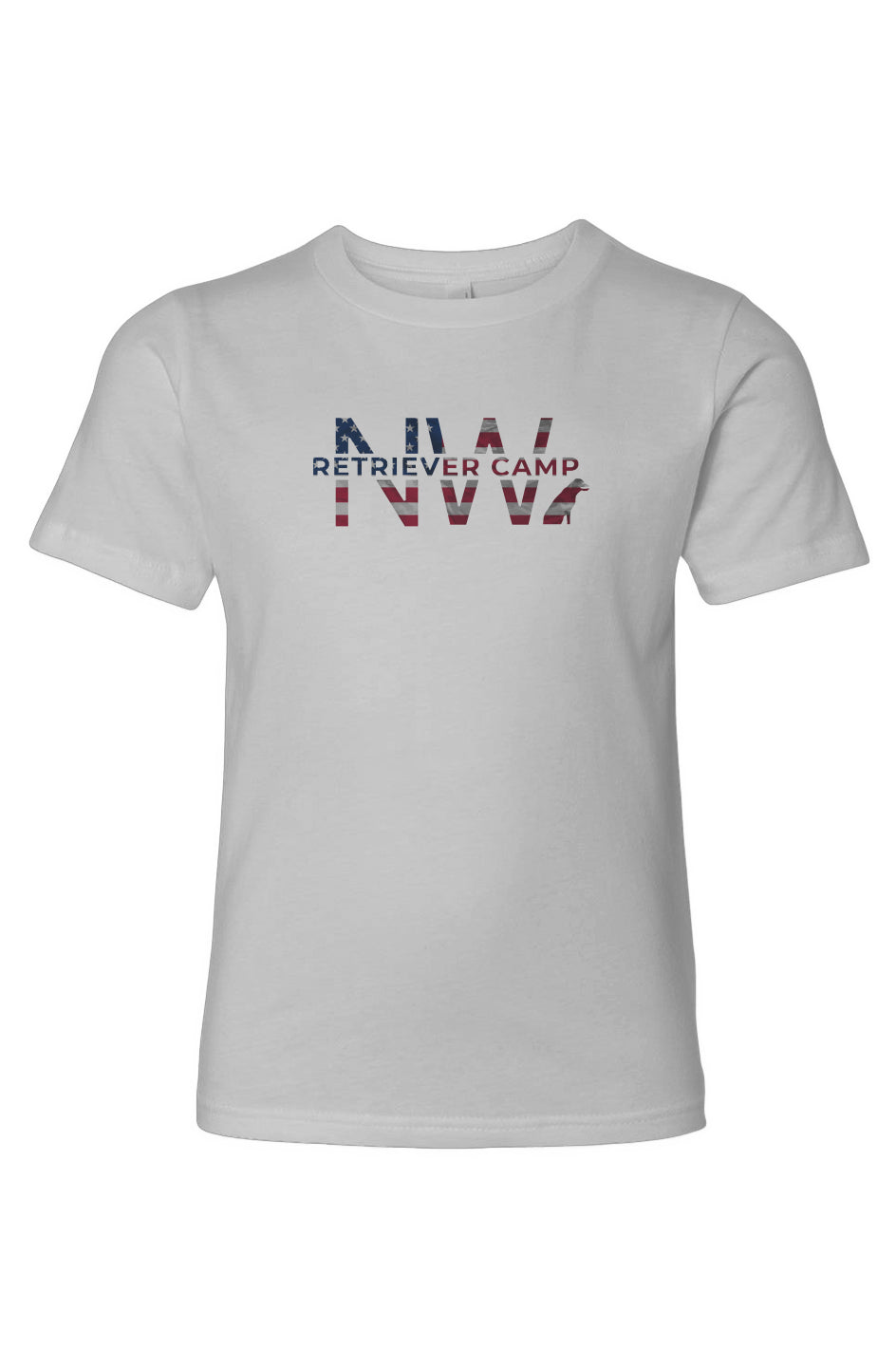 NW Retriever Camp Youth Cotton Crew (White/Patriotic)